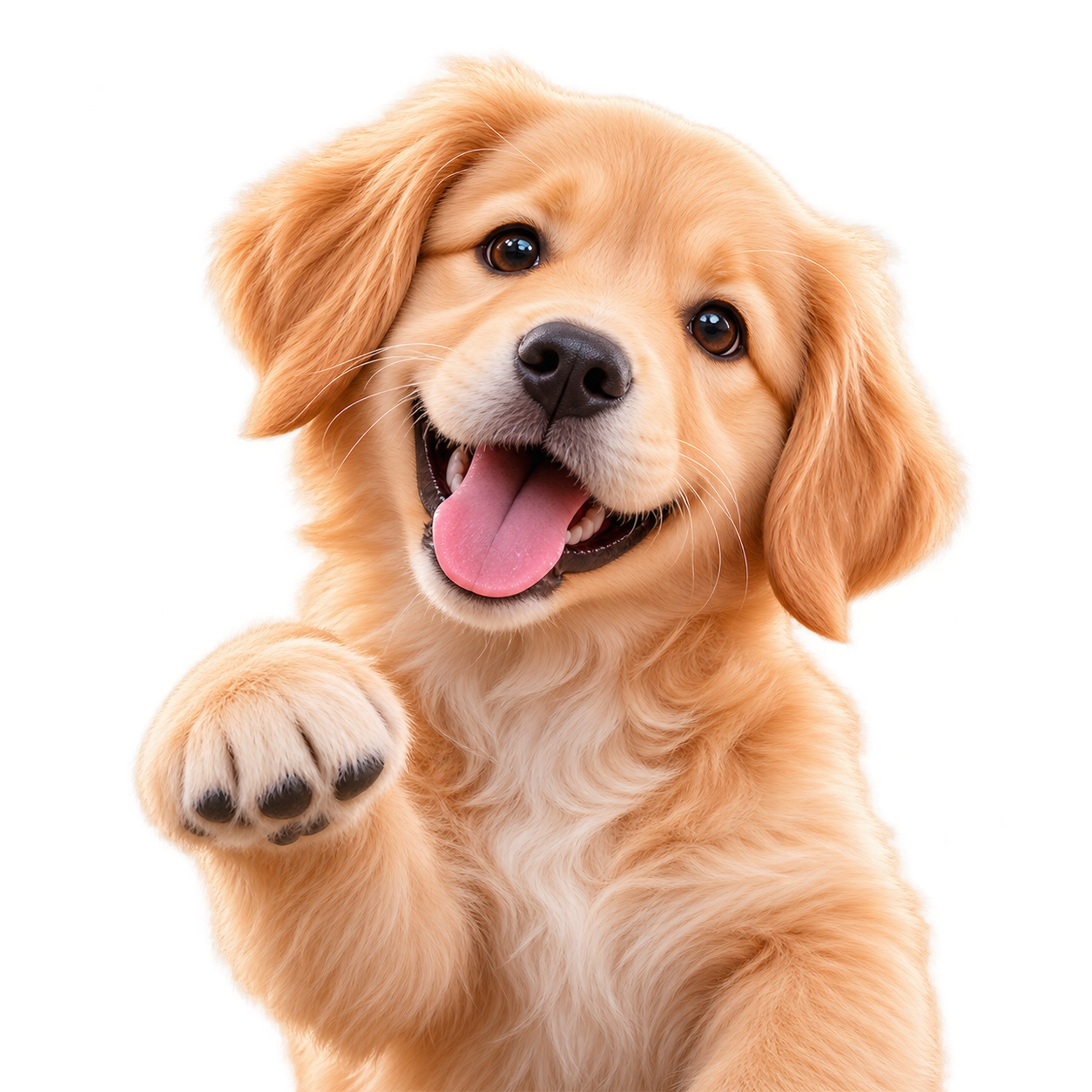 A cheerful golden retriever puppy